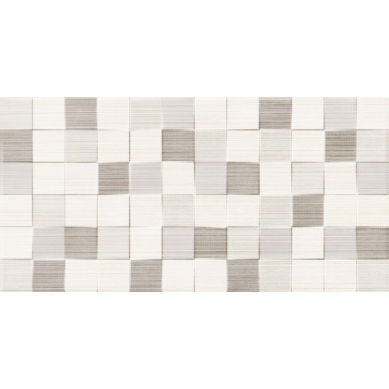 Κεραμικό πλακάκι τοίχου με ανάγλυφη γεωμετρική υφή cubik και μπεζ ματ φινίρισμα από τη σειρά Tessile της KEROS.